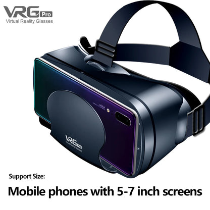 Virtual Reality 3D VR Headset Smart Glasses Helmet for Smartphones Cell Phone Mobile 7 Inches Lenses Binoculars with Controllers