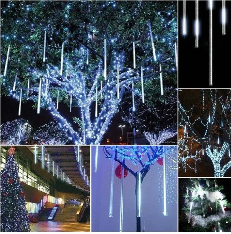 30/50cm Meteor Shower Rain Led String Lights Outdoor Light Garland Street Garland Christmas Tree Decorations for New Year 2024