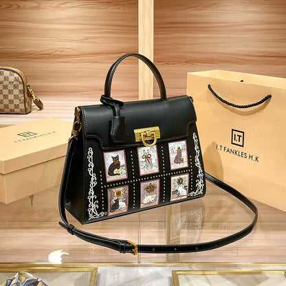 Women's handbag brand handbag 2024 new light luxury high-end designer retro crossbody shoulder bag