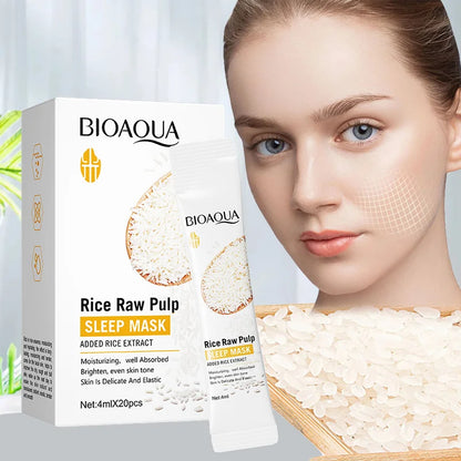 Bioaqua Rice Puree Rejuvenating Moisturizing Sleep Mask Brightening Reduce Face Fine Lines Facial Skincare