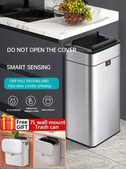 New Intelligent Induction Trash Can Home With Lid Toilet Kitchen Smart Large Capacity Living Room Automatic Packing Trash Bin