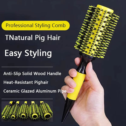 6 Sizes Barbershop Round Rolling Hair Comb Nylon Bristle Aluminum Tube Ion Pointed Tail Curling Comb Pro Salon Home Styling Tool