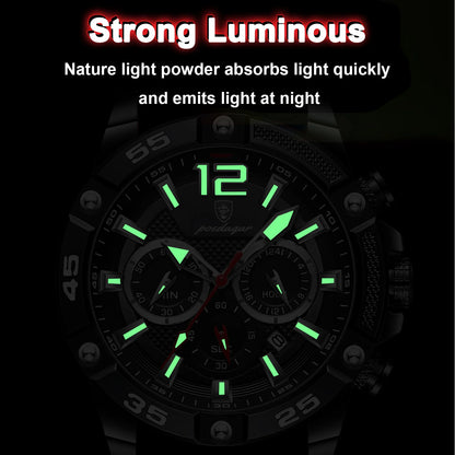 POEDAGAR Luxury Casual Men Watch Waterproof Luminous Chronograph Date Man Wristwatch High Quality Military Quartz Men's Watches
