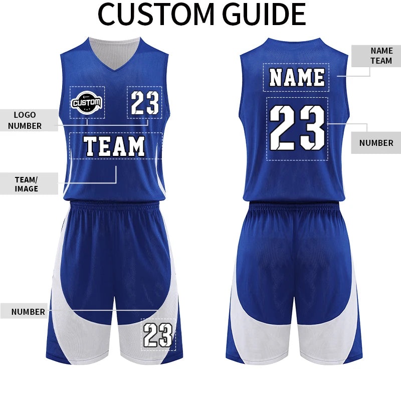 Men Basketball Jersey Sets Uniforms kits breathable Sports clothing Youth Training Children Reversible basketball jerseys SM8962