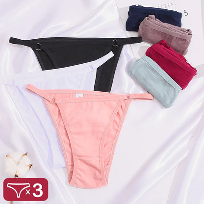 3PCS/Set Cotton Panties Women's Underwear Soft Sexy Lingerie Low-Waist Female Briefs Solid Color Pantys Girl Intimate Underpants