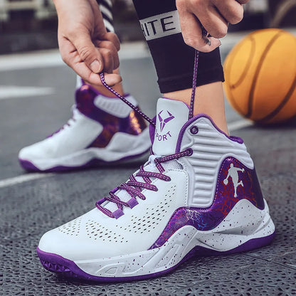 Hot Sale Men's Brand Basketball Shoes Fashion Purple Basketball Sneakers Men Women Training Sport Boots Kids Adult Athletic Shoe