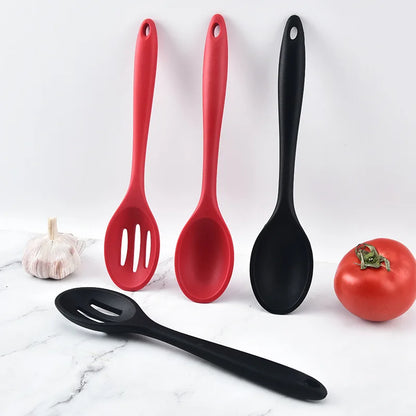 Long Handle Silicone Soup Ladle Colander Kitchen Salad Mixing Spoon Children Tablespoons Rice Porridge Scoop Cooking Utensils