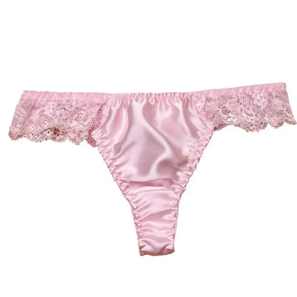 Sexy lace g-string Pure natural mulberry silk Women's sexy silk panties G-string 100% mulberry silk thong t panties