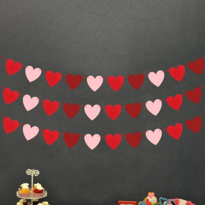 Valentines Day Red Heart Banner Garland Bunting Love Heart Paper Banner Valentines Day Decoration Birthday Party Banner String