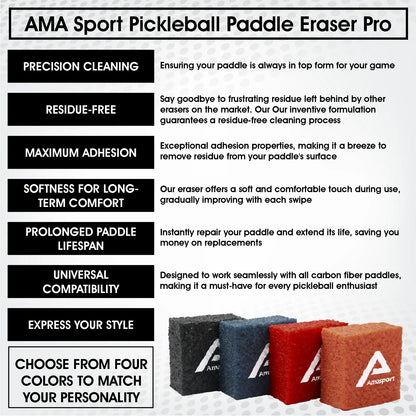 AMASPORT Pickleball Paddle Eraser Fast & Easy to Remove Ball Residue, Dirt, & Minor Scrapes/Scratches Pickleball Racket Cleaner