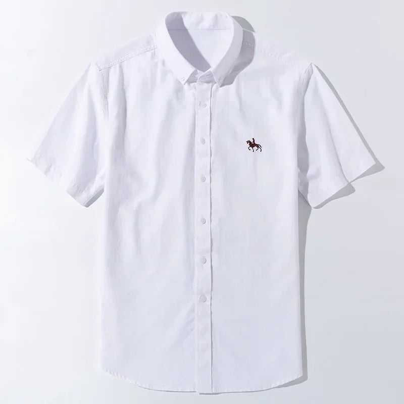 Large size men short sleeve shirt 100% pure cotton oxford tops summer slim fit formal plain shirt Casual Shirts new 6XL business