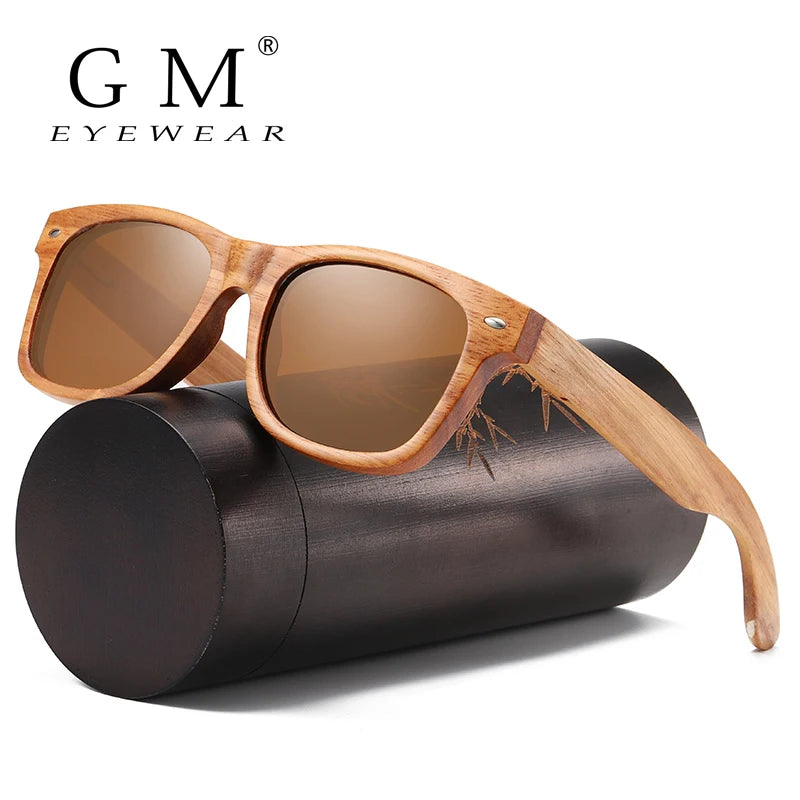 GM Natural Bamboo And Wooden Sunglasses VIP Manual Polarized Glasses Luxury brand Environmental Degradable Glasses Gift Box