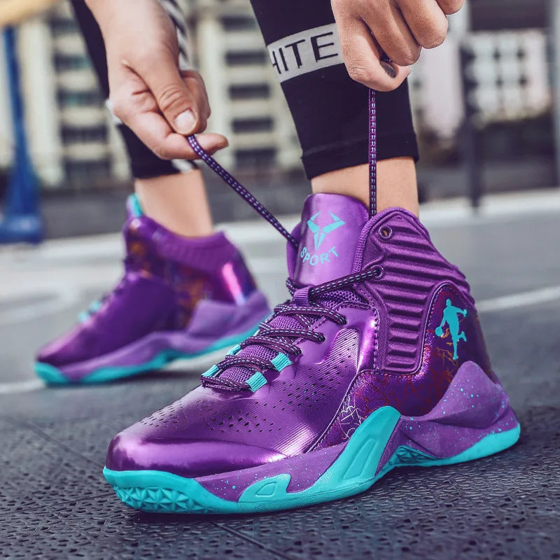 Hot Sale Men's Brand Basketball Shoes Fashion Purple Basketball Sneakers Men Women Training Sport Boots Kids Adult Athletic Shoe