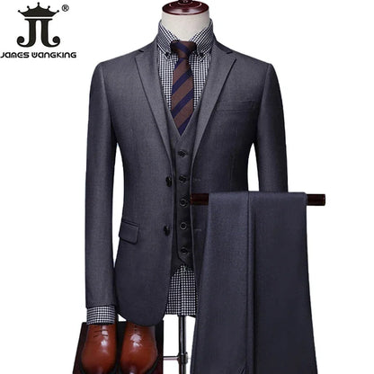 S-6XL Blazer Vest Pants High-end Brand Solid Color Formal Business Office Suit Three-piece Set Groom Wedding Show Dress Party