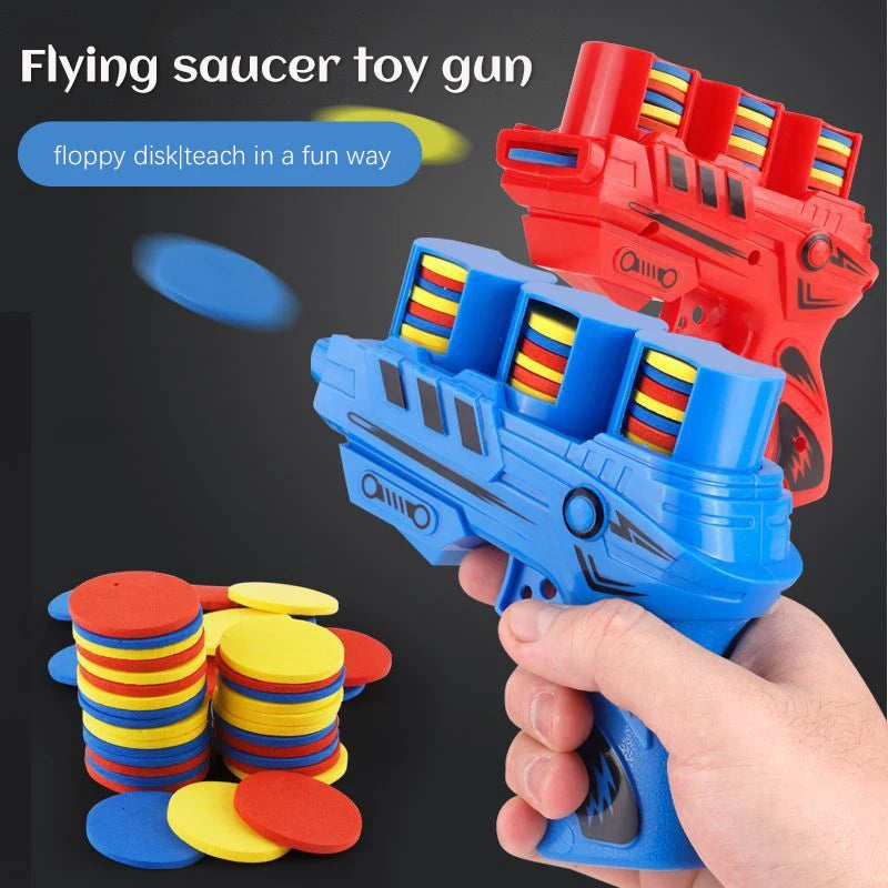 Children Flying Saucer Guns Carrot Flying Disc Launcher Toy Gun Radish Gun Safety EVA Frisbee Gun Kids Outdoor Games Sport Toys