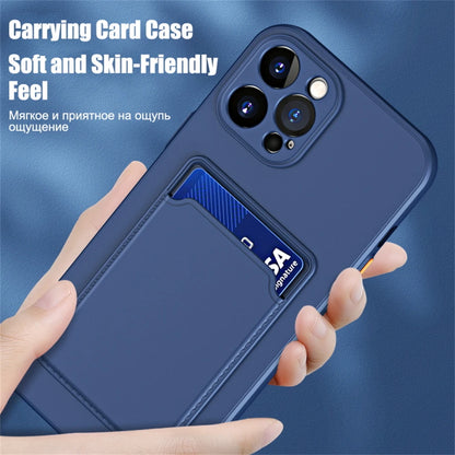 Luxury Soft Silicone Wallet Case For iPhone 15 14 11 13 12 Pro Max Plus Card Holder Slot Back Cover Phone Protective Accessories