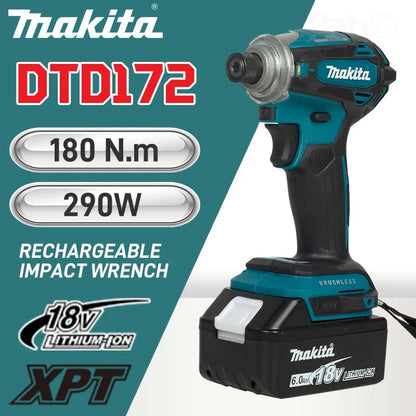 Makita DTD172 Impact Driver Drill 180Nm 18V Brushless Moter Cordless Electric ScrewDriver Power Tools For Makita 18V Battery