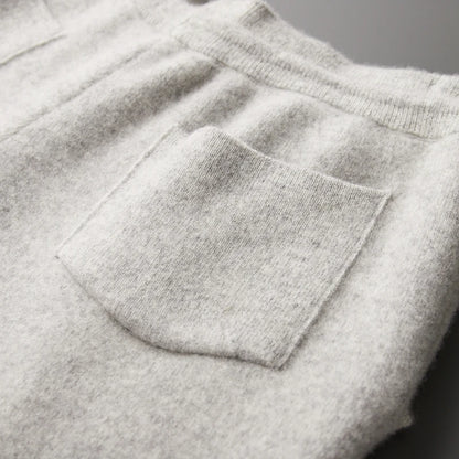 100% Pure Wool Men's Wool Pants Autumn Winter Thickened Knitted Long Pants Slim Fitting Solid Color Warm Flat Corner Pants