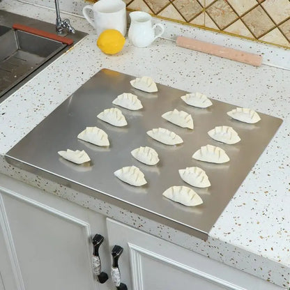 Stainless Steel Cutting Board With Lip Home Pizza Food Chopping Board Pastry Baking Board Countertop Protector Kitchen Gadget