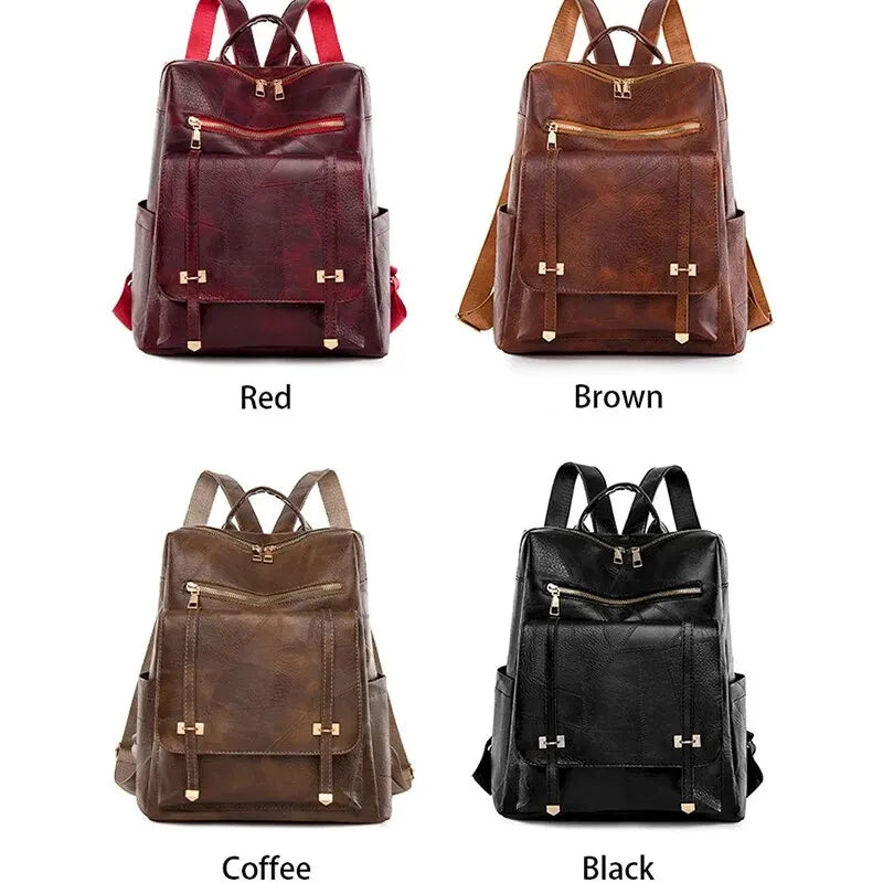 Vintage Women's Bag Large Capacity Leather Daily Commute Travel Women's Backpack Shopping