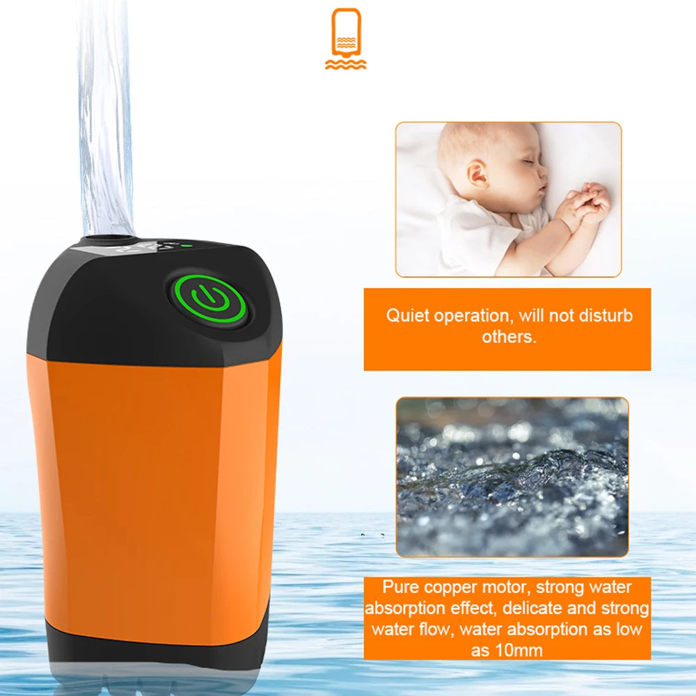 Outdoor Camping Shower IPX7 Waterproof Orange with Digital Display Portable Electric Shower Pump for Hiking Travel Pet Watering