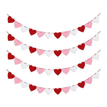 Valentines Day Red Heart Banner Garland Bunting Love Heart Paper Banner Valentines Day Decoration Birthday Party Banner String