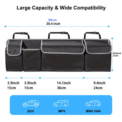 Car Trunk Organizer for SUV Backseat Hanging Organizer for SUV Truck MPV Upgrade Back Seat Storage Bags with 4 Pockets 39*14inch