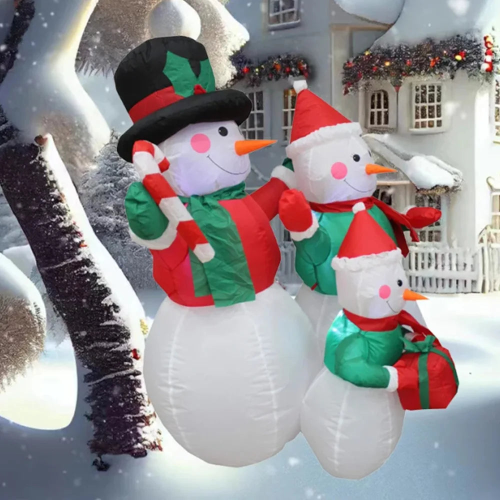 6FT/1.8M Christmas Decoration Inflatable Snowman Family with LED Lights for Xmas Party Indoor Outdoor Courtyard Props Ornament