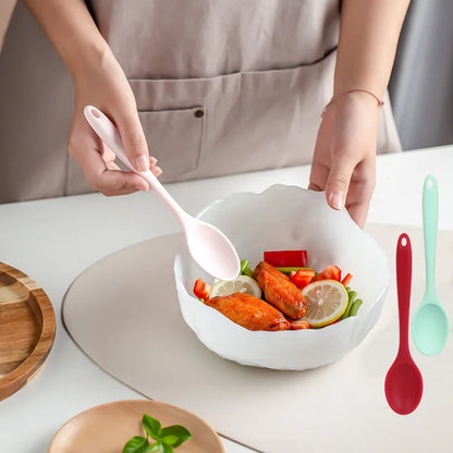 Long Handle Silicone Ladle Soup Spoon Colander Ramen Noodles Tablespoons Scoop Rice Salad Stirring Spoons Kitchen Teaspoons