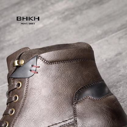 BHKH Winter Men Boots Lightweight Lace-up Ankle Boots Comfy Office Work Casual Formal Footwear Brand Man Shoes