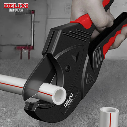 DELIXI ELECTRIC Pipe Cutter，Pipe Scissors SK5 Material Ratchet Cutter PVC/PU/PP/PE Hose Cutting Hand Tool，for Plumber，Homeowners