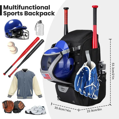 Large Capacity Baseball Softball Bag Hold Helmet 2 Tees Ball Bats Batting Glove Gear Outdoor Workout Camping Bag Sport Organizer