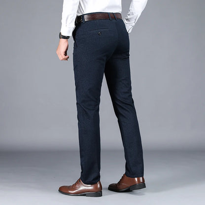 High Quality 98% Cotton Men's Business Formal Office Trousers Classic Fashion Straight Stretch Casual Pants Solid Color Male