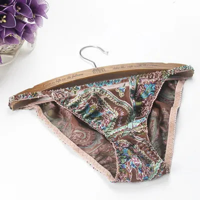 Fashion women's pure silk sexy bikini 100% Mulberry silk trigonometric panties brief