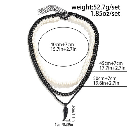 KunJoe Hip Hop Black Chain Pendant Choker Imitation Pearl Necklace for Men Punk Jewelry Rapper Collar On The Neck Street Club