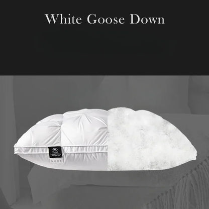 Down Pillow 100% White Goose Feather Pillow Core Five-star Hotel Cotton Single Cervical Vertebra Support Sleep Pillow