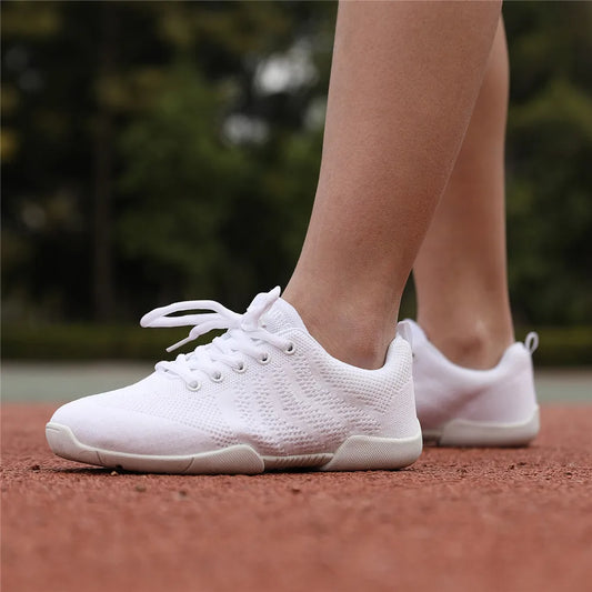 BAXINIER Girls White Cheer Dance Sneakers Kids Lightweight Cheerleading Training Walking Tennis Womens Fashion Sports Shoes