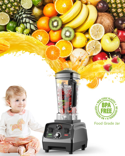 BioloMix 3HP 2200W Heavy Duty Commercial Grade Timer Blender Mixer Juicer Fruit Food Processor Ice Smoothies BPA Free 2L Jar