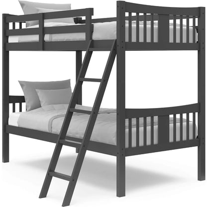 Caribou Twin-over-Twin Bunk Bed (Gray) – GREENGUARD Gold Certified, Converts to 2 individual twin beds