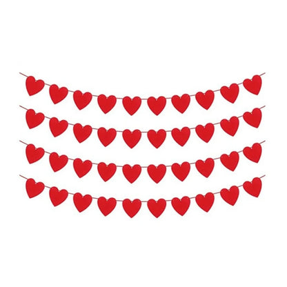 Valentines Day Red Heart Banner Garland Bunting Love Heart Paper Banner Valentines Day Decoration Birthday Party Banner String