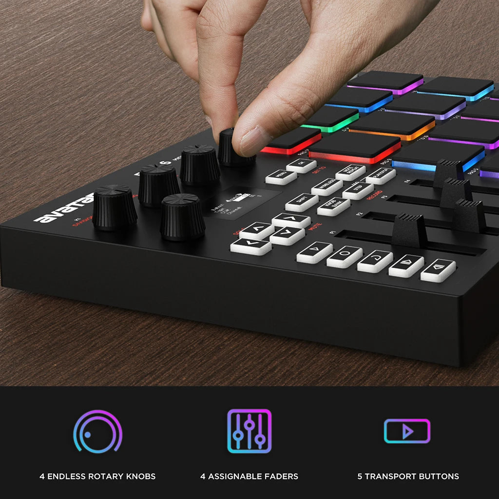 EMP16 MIDI Pad Controller Beat Maker Machine With Bluetooth, 16 RGB Velocity Sensitive Beat Pads, 16 Level, Full/Half Level, OLE