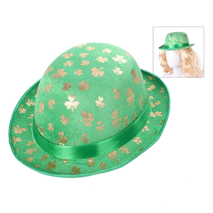 Patrick Day Green Fedora Hat Glittering Shamrock Hat Irish National Day Celebration Party Hat Props Carnival Accessory