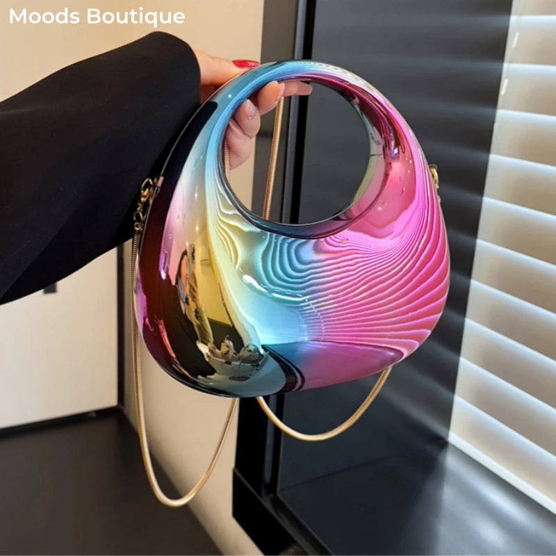 MOODS Evening Clutch Bags For Women Luxury Designer Purses And Handbags Golden Wedding Dinner Party Round Handle Wrist Bag