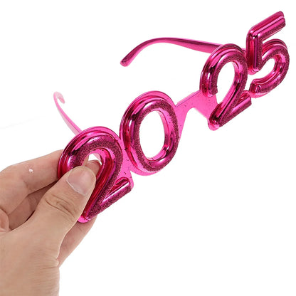 4 Pcs 2025 Glasses Number Party Prank Halloween Eyeglasses Cool Themed Cosplay Props Christmas Happy New Year