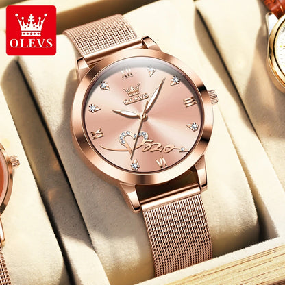 OLEVS Original Quartz Women's Watch Classic and Elegant Brand Stainless Steel Waterproof Luminescent Heart dial Women's Watch