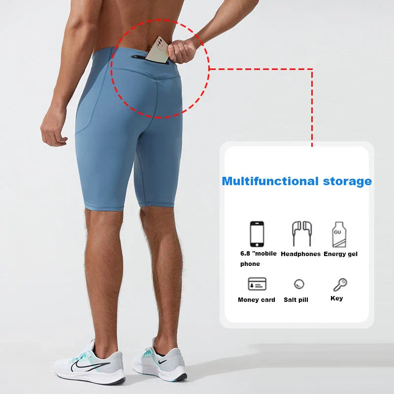 Men Compression Shorts with Pockets Fitness