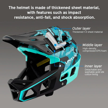 Full Face Mountain Bike Helmet Adult Racing Downhill MTB Helmet Equipped with EPP Chin Support for Adults Mountain Bike Cyclist