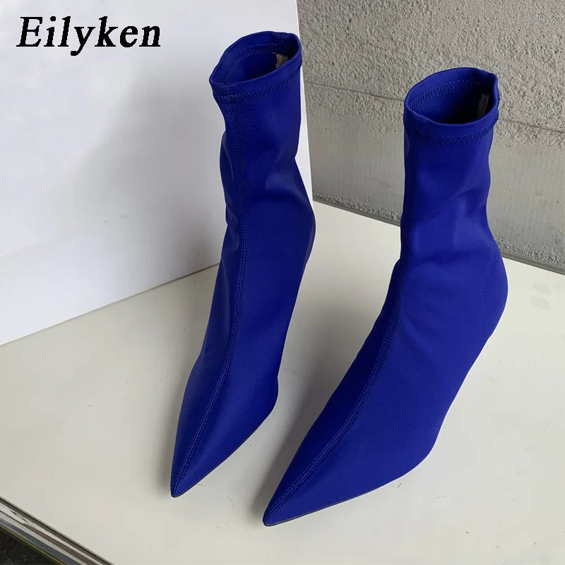 Eilyken New Spring Autumn Stretch Fabric Women Ankle Boots Sexy Pointed Toe High Heels Fashion Female Socks Pumps Shoes