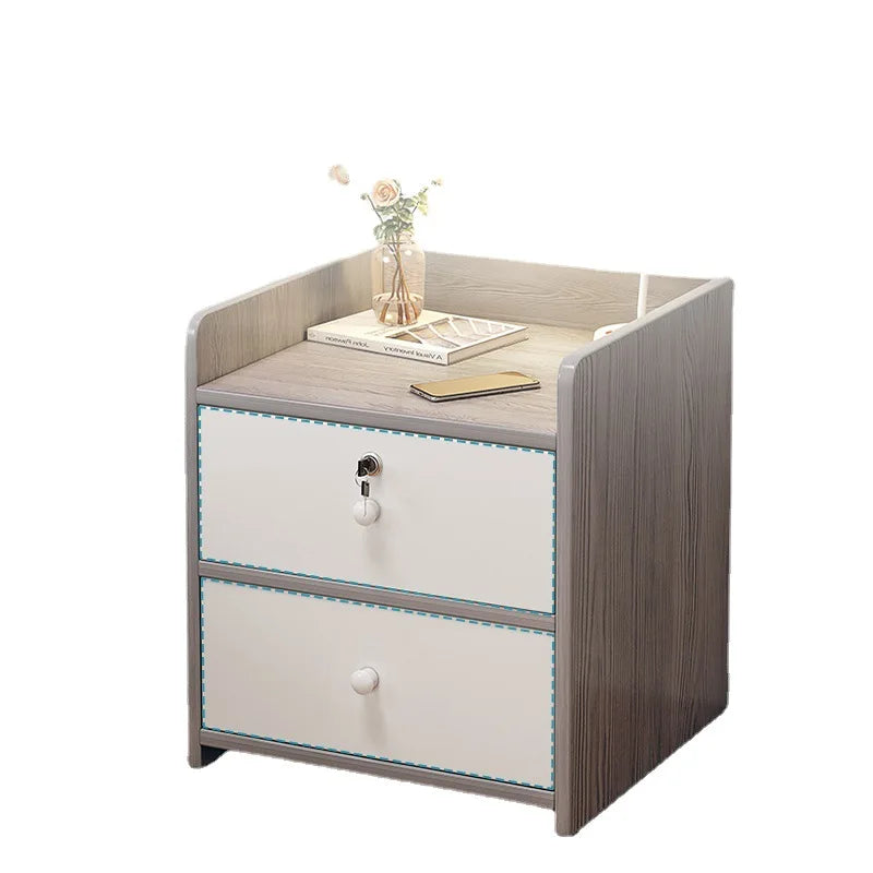 Modern Small Bedside Table Drawer with Lock Nordic Minimalist Bedside Cabinet Storage Cabinets Nightstands for Bedroom Furniture