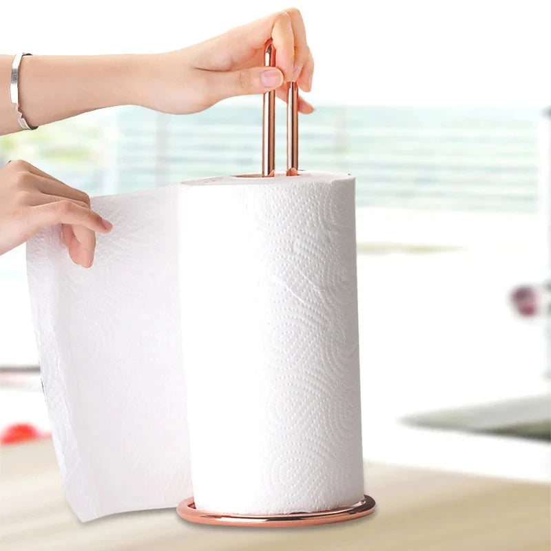 Stainless Steel Kitchen Roll Paper Towel Holder Bathroom Tissue Stand Dining Table Vertical Napkins Rack Kitchen Storage Shelf